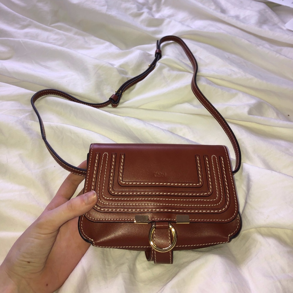 Chloe “Marcie Belt Bag” in Brown Calfskin
